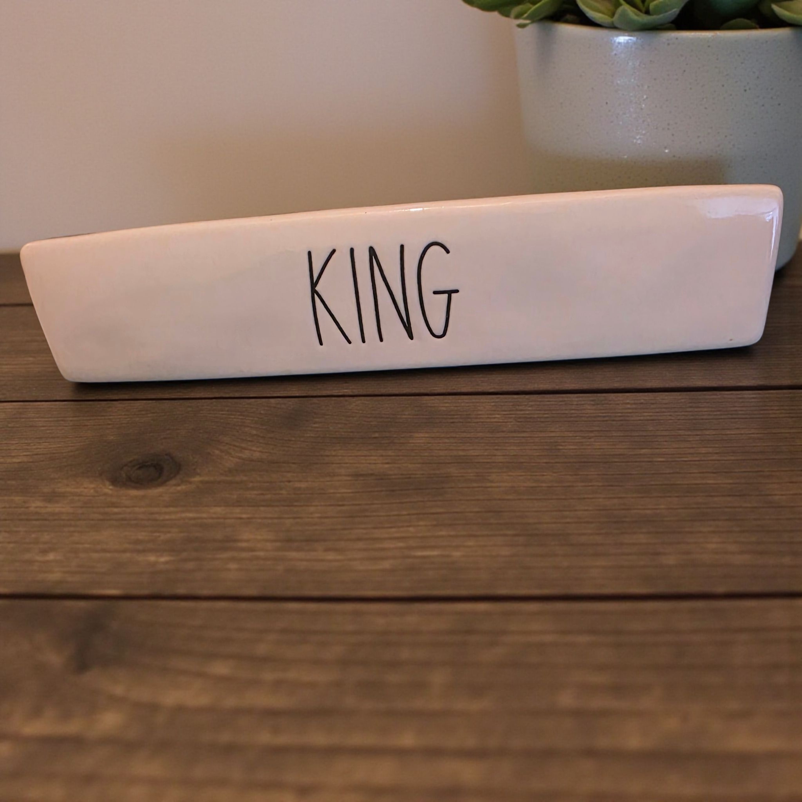 Rae Dunn White King Desk Plaque Sign Paperweight